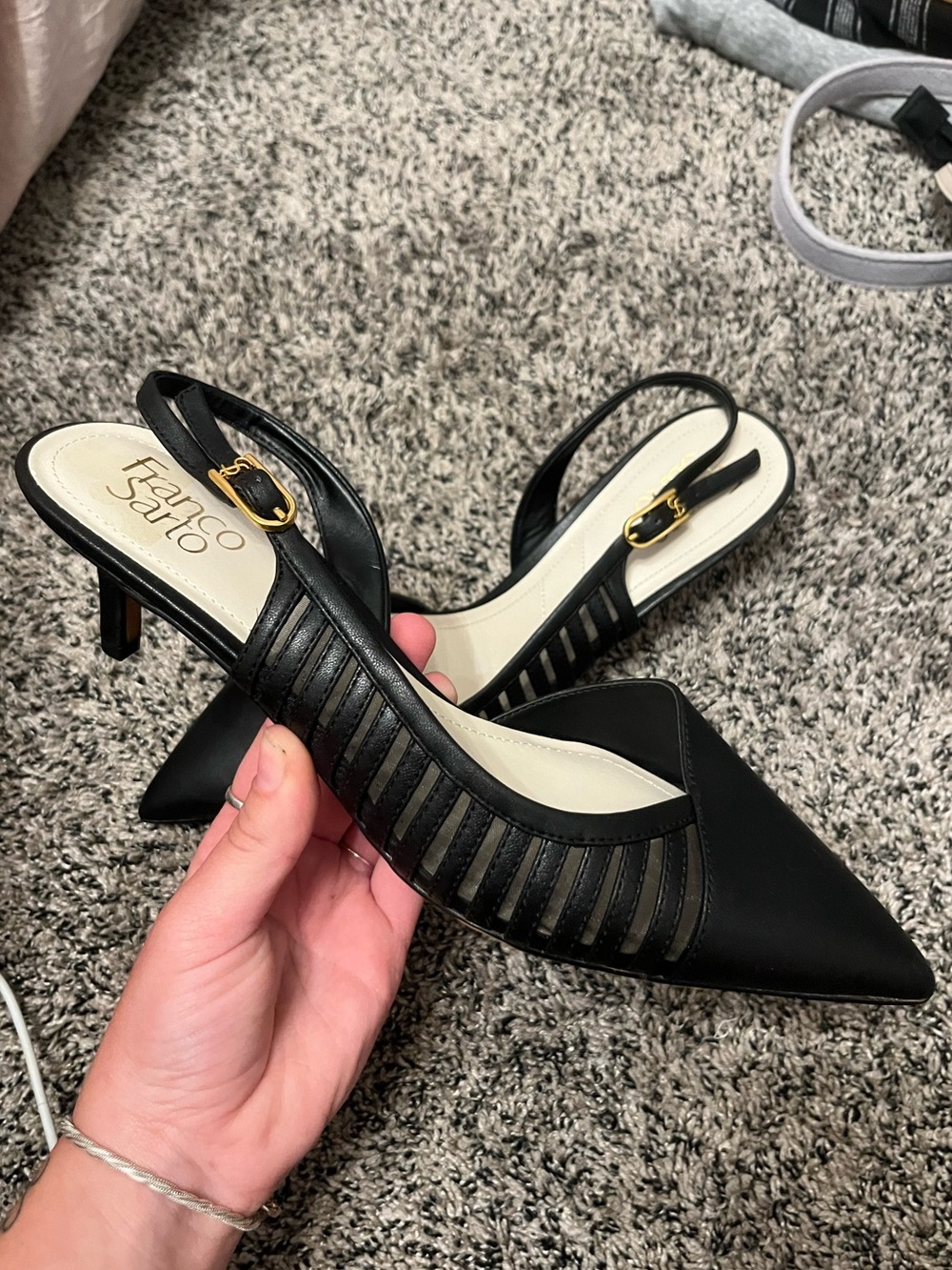 Franco Sarto Black Pointed kitten heel